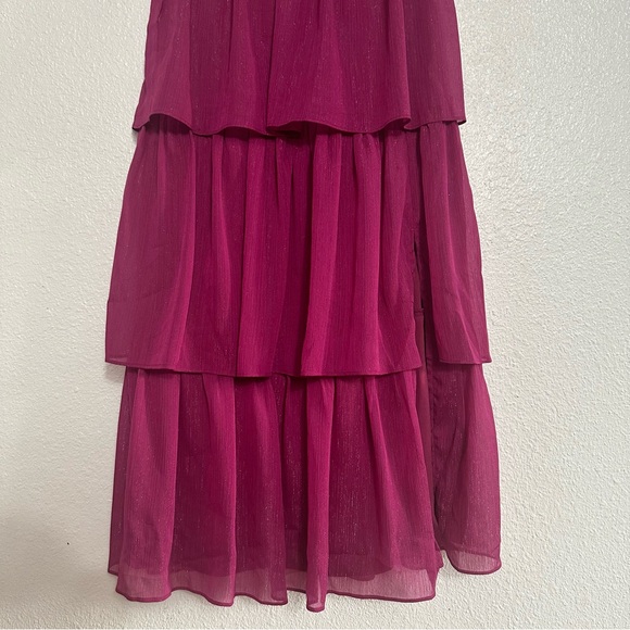 Lulu’s Tier For the Drama Magenta Purple Lurex Tiered Midi
Dress - Picture 9 of 16